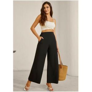 Fireswan Women’s High-Waisted Wide-Leg Black Trousers Pants Size Medium NWT